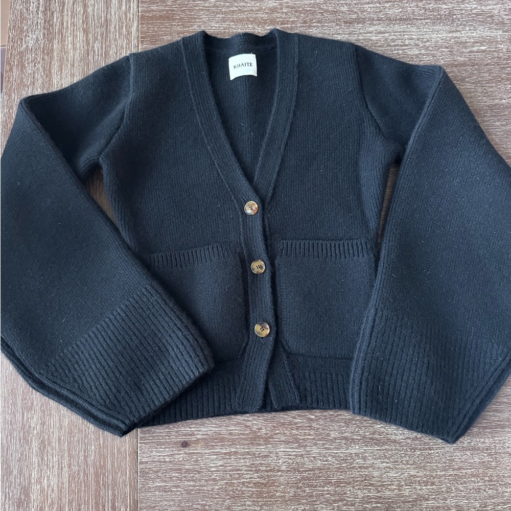 KHAITE Black Scarlet Cardigan Sweater V-Neck